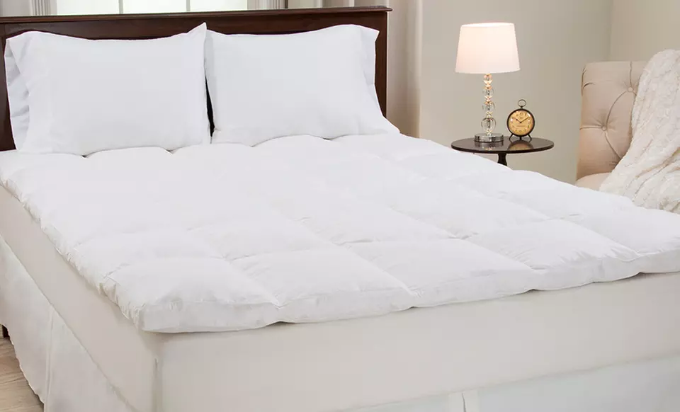 Lavish Home 2" Featherbed with 100% Duck Feather Fill and 233-Thread-Count 100% Cotton Shell - Primary Image