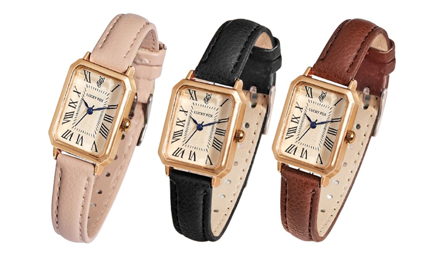 Image 1: Chic Retro-Style Ladies Watch, Elegant Design with Leather Strap