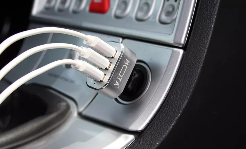 MOTA High-Speed 3-Port 5.1-Amp USB Car Charger for Tablets and Smartphones - Primary Image