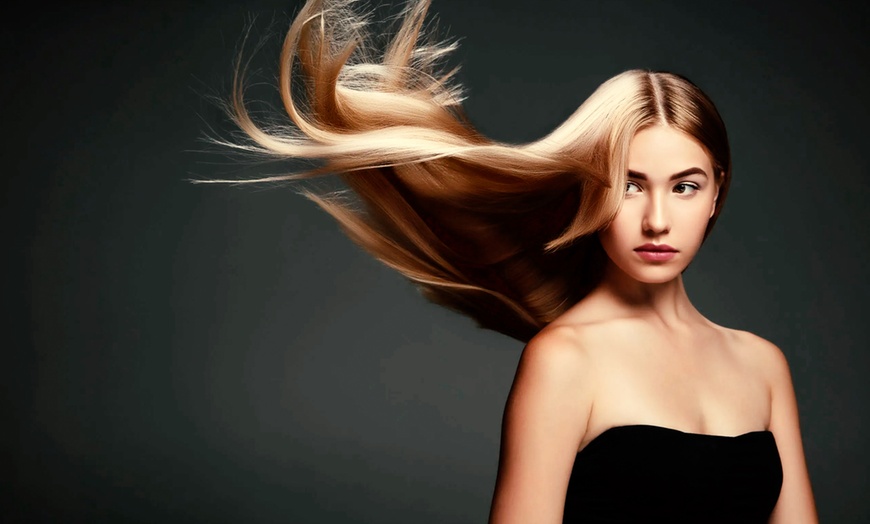 Image 1: Half-Head Foils, Keratin Anti-Frizz, or Nanoplasty Treatment!