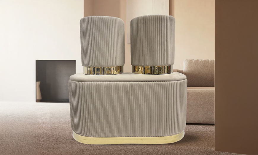 Image 1: Set di 3 pouf moderni in velluto