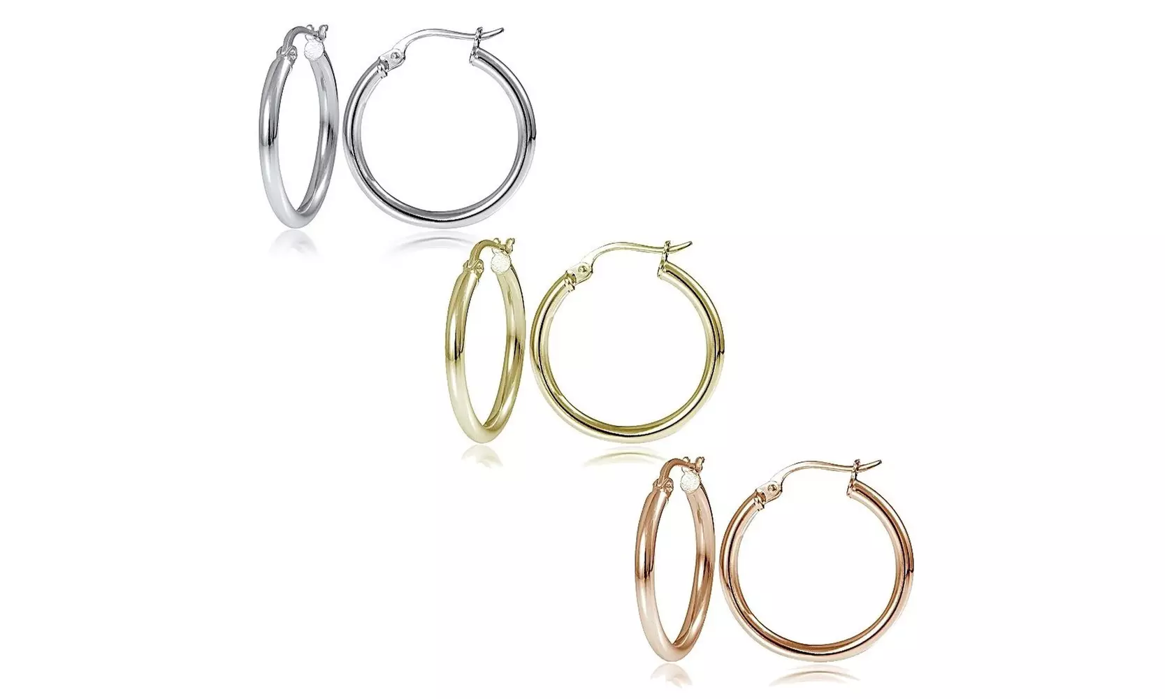 Solid sterling Silver 25mm Classic French Lock Hoops