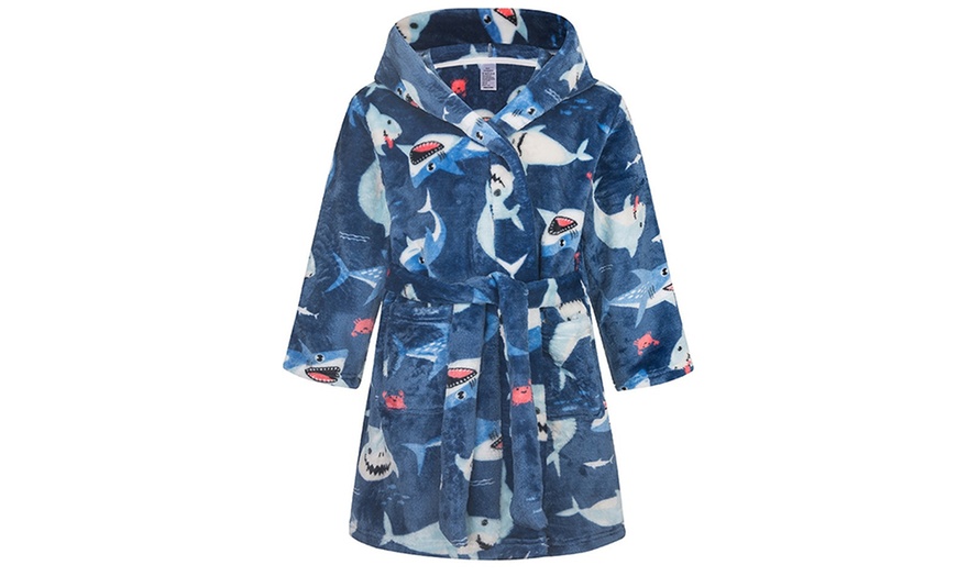 Image 9: Childern Hooded Flannel Fleece Robe