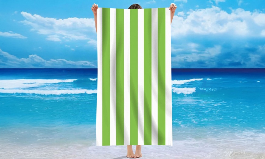 Image 14: Single Jersey Striped Summer Beach or Bath Towel