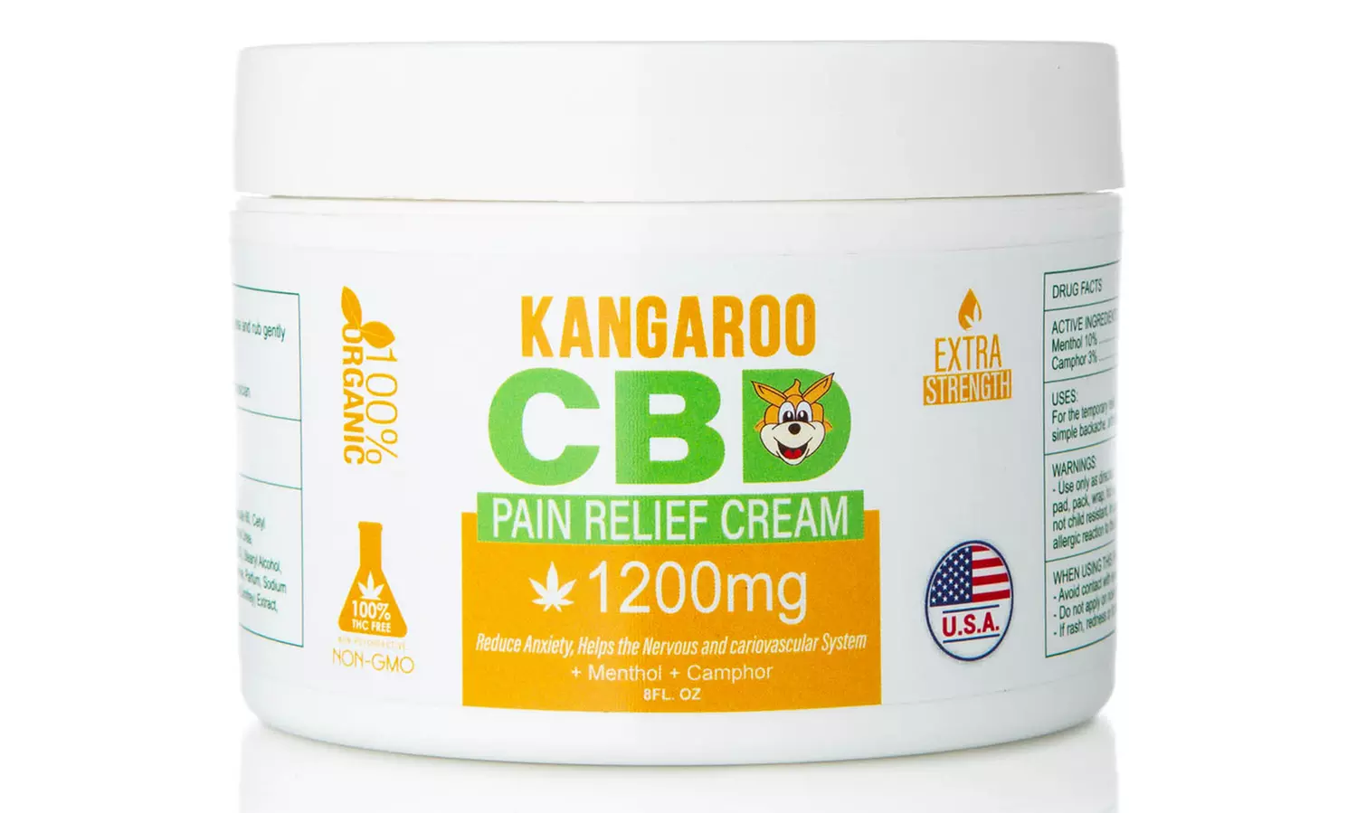 Kangaroo CBD Pain Relief Cream with Menthol & Comfrey Extract (1200mg) - Second Medium
