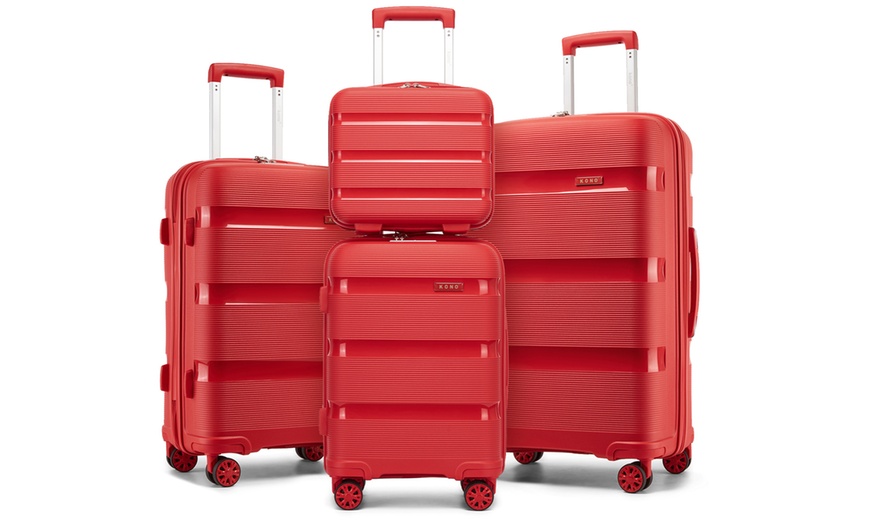 Image 20: KONO One or Four Piece Colorful PP Hard Shell Suitcase With TSA Lock