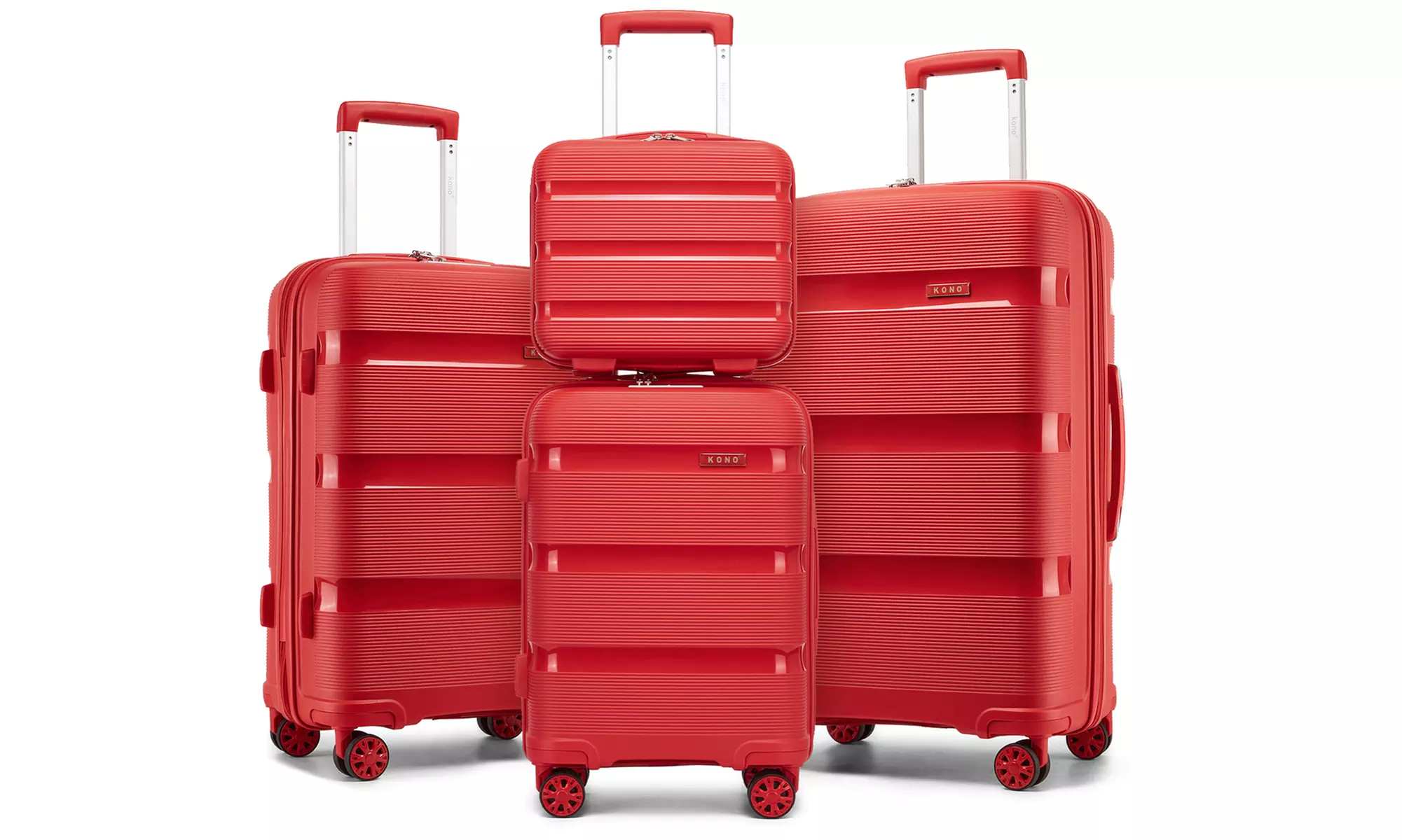 KONO One or Four Piece Colorful PP Hard Shell Suitcase With TSA Lock