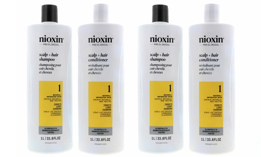 Image 4: Nioxin System 1 Scalp Therapy Conditioner & Cleanser Shampoo Liter Duo (33.8oz)