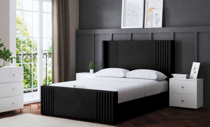Image 5: Elara Winged Panel Bed in Various Sizes and Colours