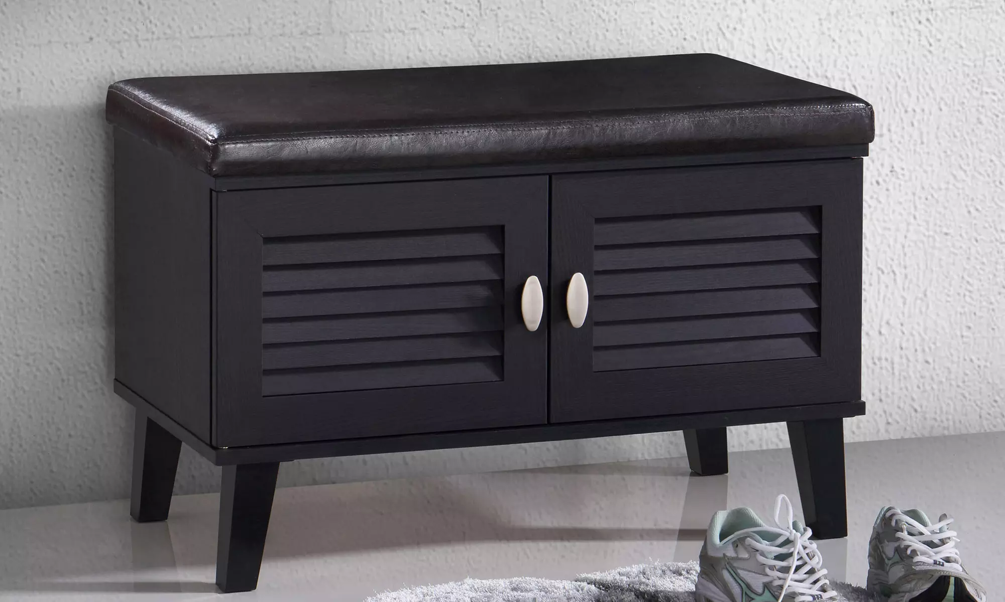 Sheffield Modern Dark Espresso Shoe Storage Benches - Second Medium