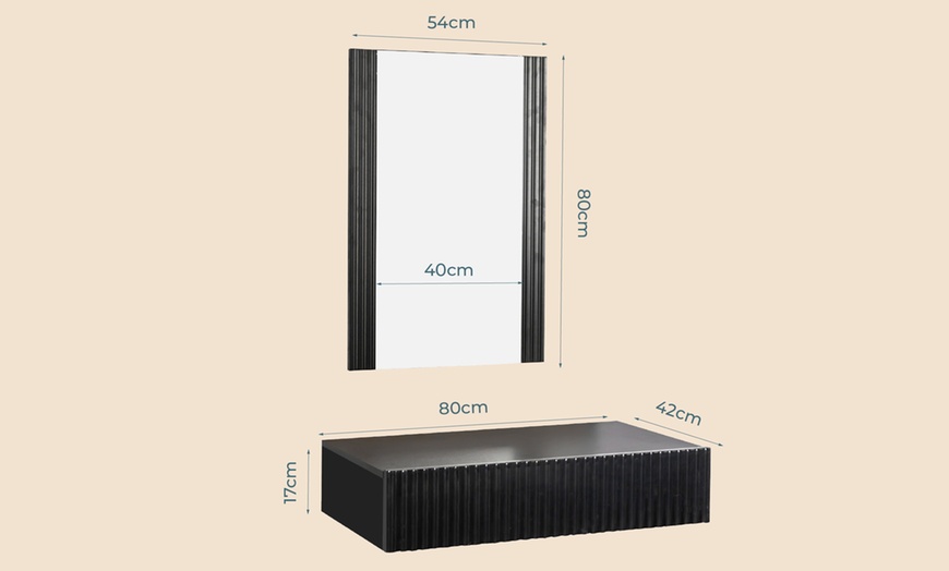 Image 14: Tocador acanalado con cajón y espejo 