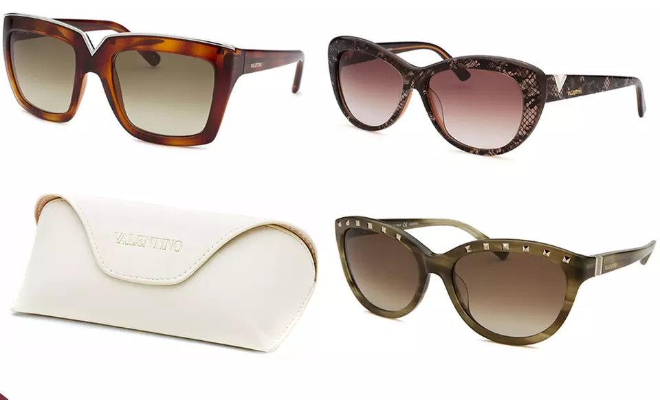 サングラス VALENTINO GARAVANI Woman Sunglasses Brown Valentino Garavani V Gold III Sunglasses in Bordeaux | REVOLVE