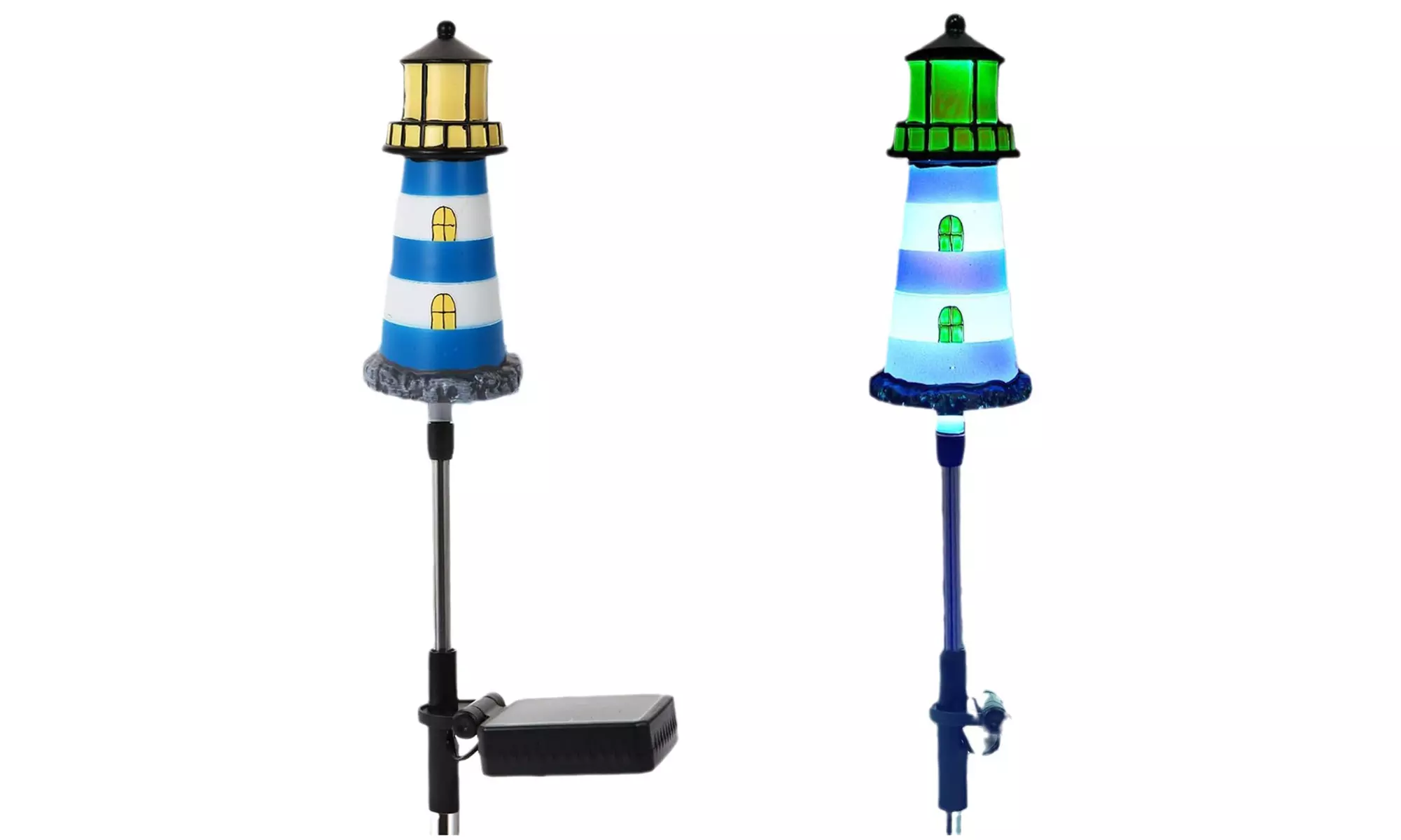 One, Two or Four Solar Powered Lighthouse Shaped Garden Lights