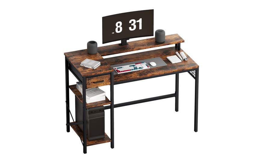 Image 13: Four-Tier Computer Desk PC Laptop Desk Home Office Writing Study Desk