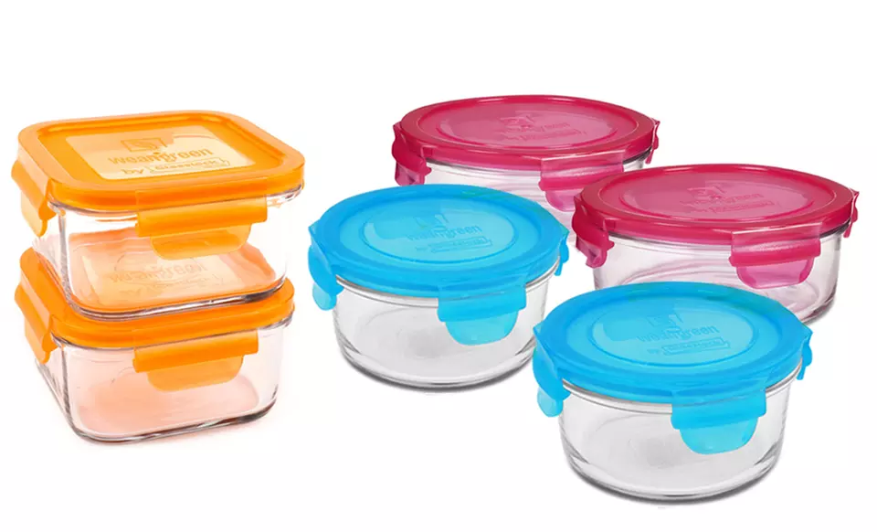 2-Pack of Wean Green Glass Lunch Cubes or Bowls. Multiple Sizes and Colors Available. Free Returns.  - Primary Image