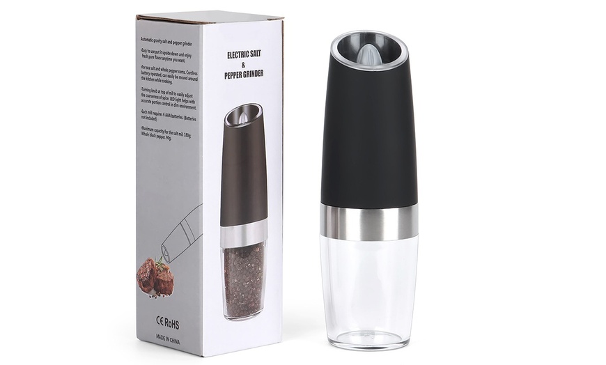 Image 2: ItBelongs2U Electric Gravity Salt and Pepper Mill Automatic Spice Grinder Shaker