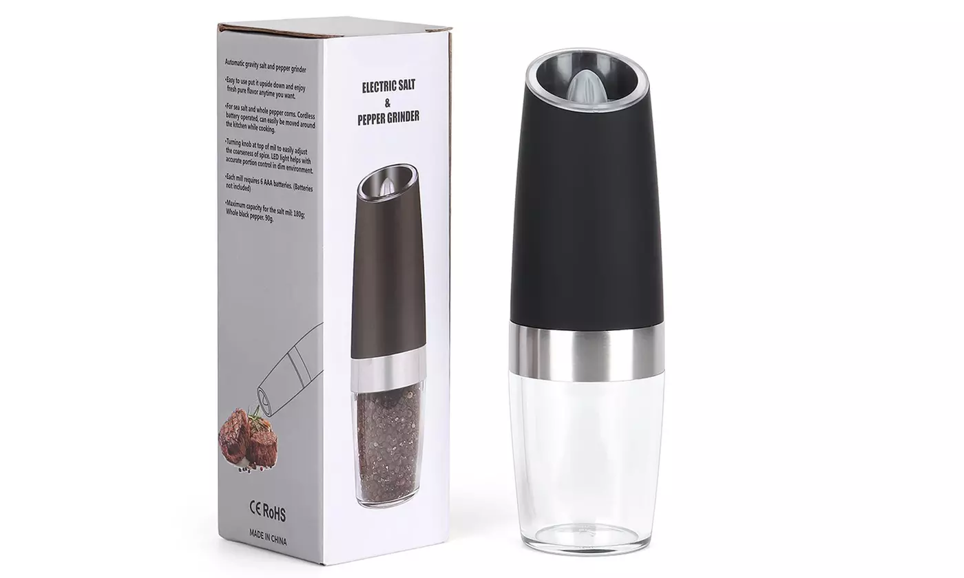 ItBelongs2U Electric Gravity Salt and Pepper Mill Automatic Spice Grinder Shaker