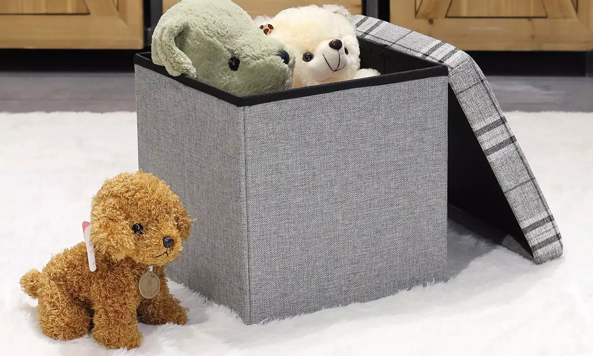 Pouf contenitore quadrato imbottito