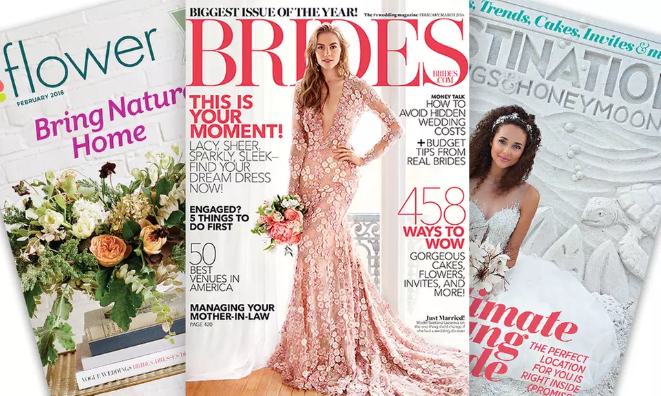 1-Year Bridal Magazine Subscriptions; Titles Include Brides, Bridal Guide, Flower, and More (Up to 60% Off) - Primary Image