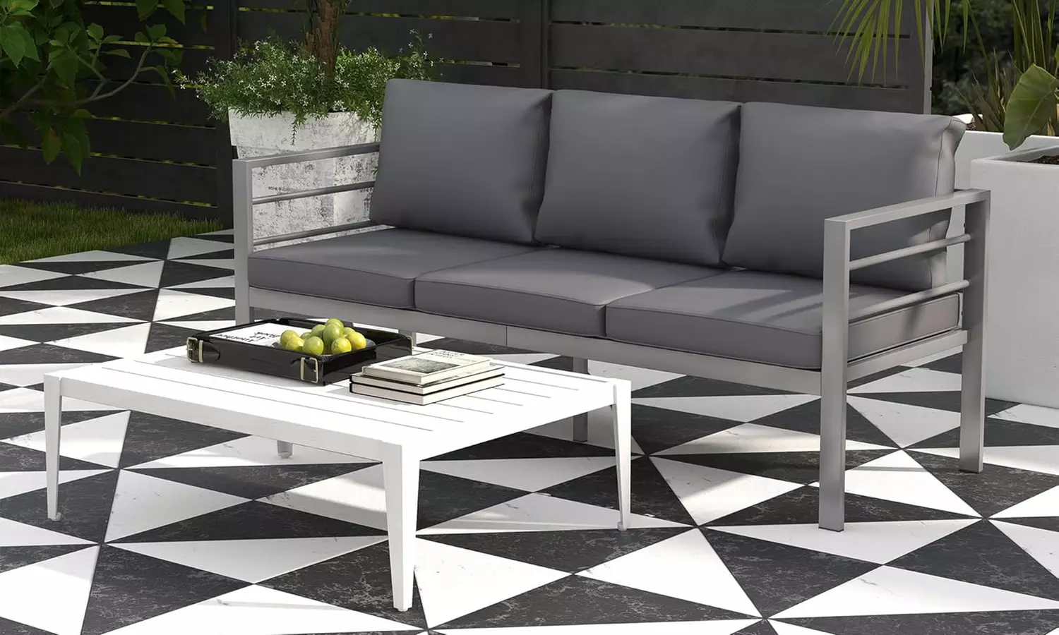 Outsunny Outdoor Bench, Picnic, Wooden or Aluminium