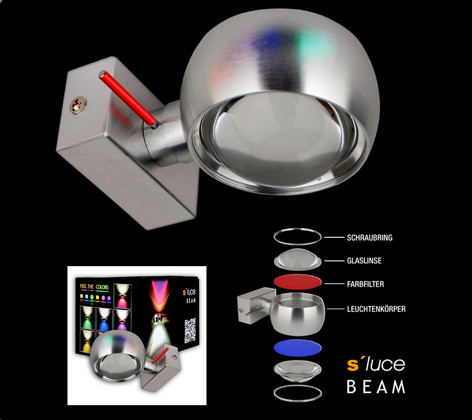 S Luce Halogen Wandleuchte Beam Effekt Optional Mit Farbfilter Und Led Leuchtmittel Ab 59 99