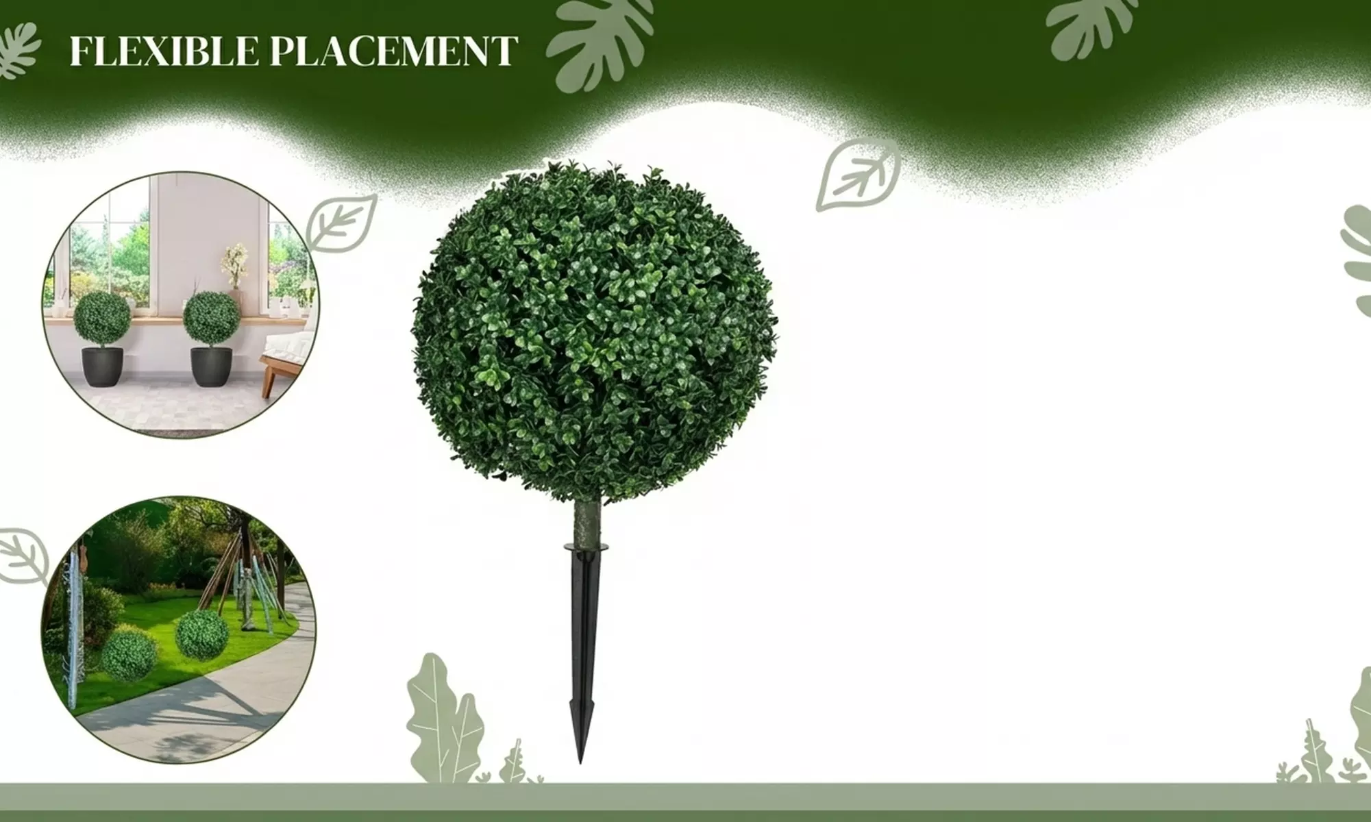 HOMCOM Artificial Boxwood Topiary Trees