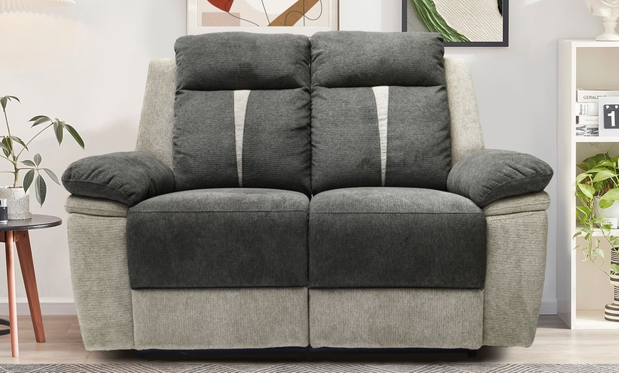 Image 4: Cologne Fabric Manual Recliner Sofa Set 