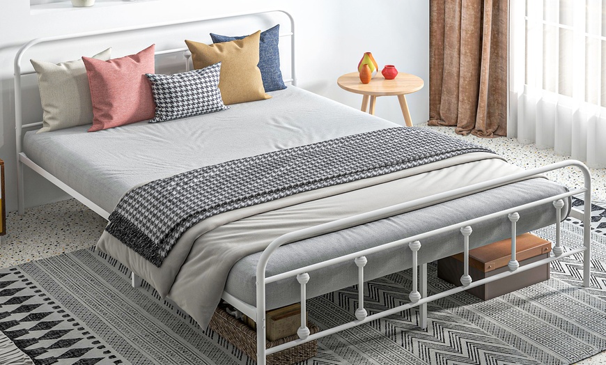 Image 20: HomCom Metal Bed Frames in Various Sizes and Colours