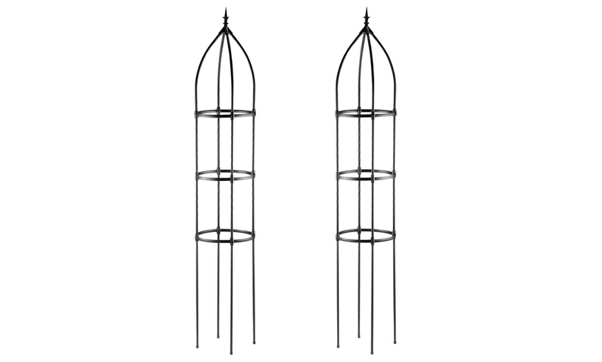 Image 3: One or Two 2.2M Garden Metal Obelisks