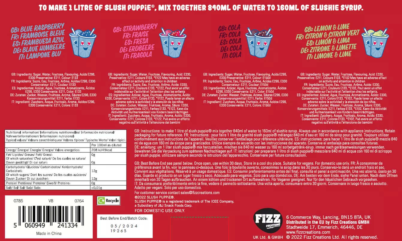 Slush Puppie Fizzy Soda Machine and Four Flavored Syrups - Image 4