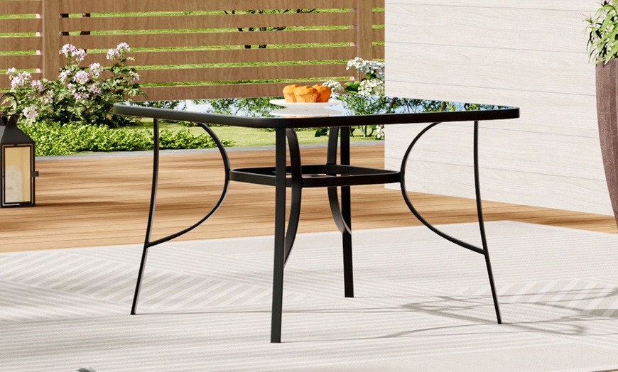 Image 31: Outdoor Rippled Tempered Glass Coffee Table with 4 Styles