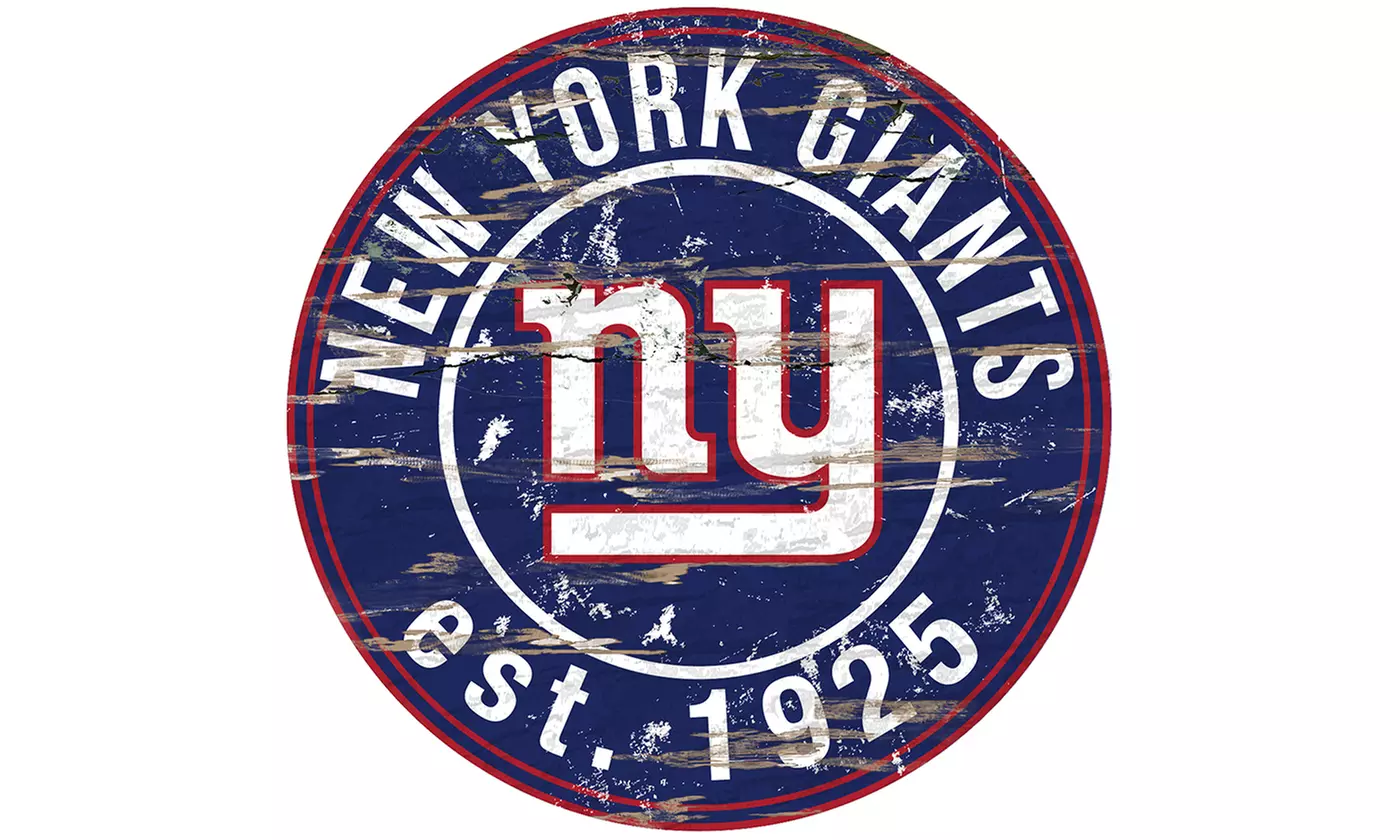 New York Giants Round Distressed Sign - Primary Image