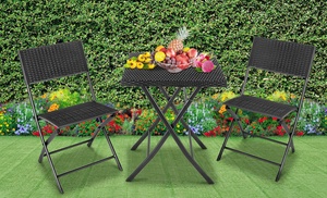 Three-Piece Rattan-Effect Bistro Garden Furniture Set