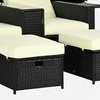 Image 6: Outsunny Rattan-Effect 2 Sun Loungers with Footstools, with Cushions