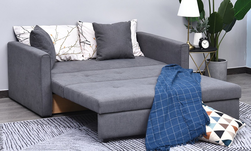 Image 2: HomCom Three-in-One Sofa Bed