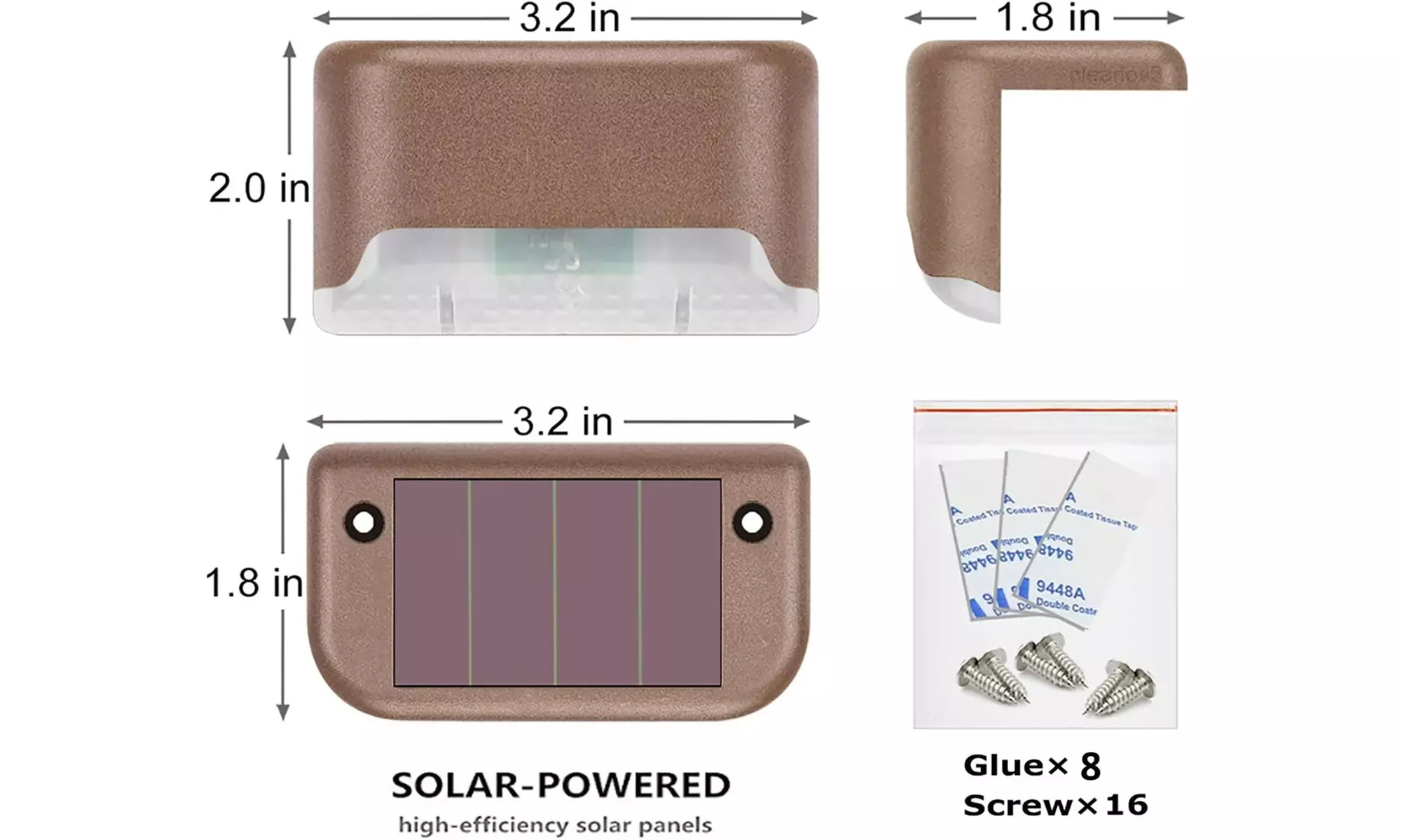 8-Pack Solar LED Deck & Step Lights