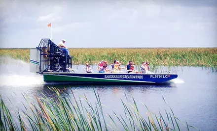 Airboat Tour and Exhibit Pass for Two or a Gator Tour for Two from Sawgrass Recreation Park in Weston (Up to 51% Off) - Primary Image