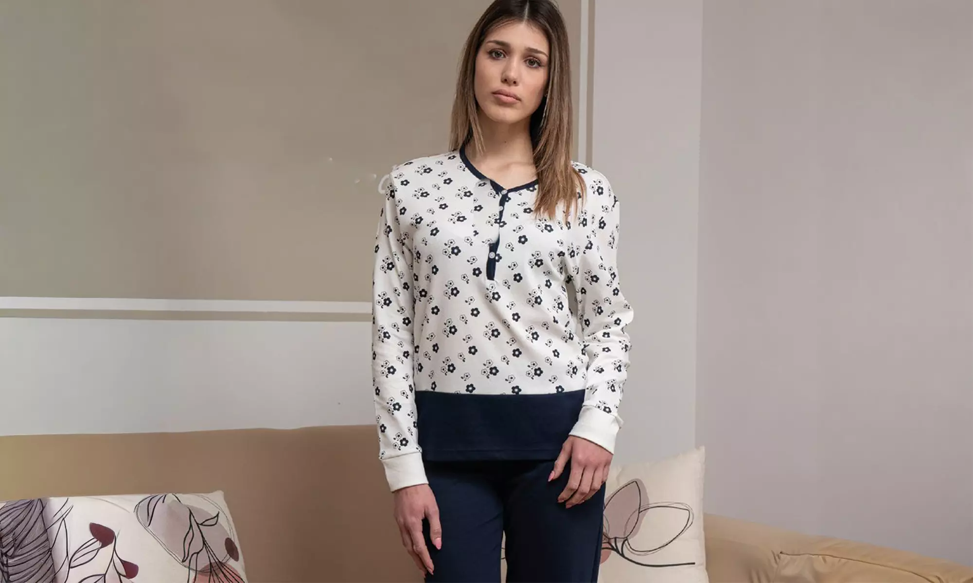 Pigiama donna invernale in cotone di Nottingham, Coconuda o De Fonseca