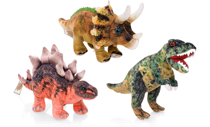 Image 1: Set of Three Jumbo Plush Dinosaurs