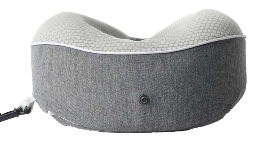 Image 9: Memory Foam Travel Neck Pillow Set, Includes Mask and Earplugs