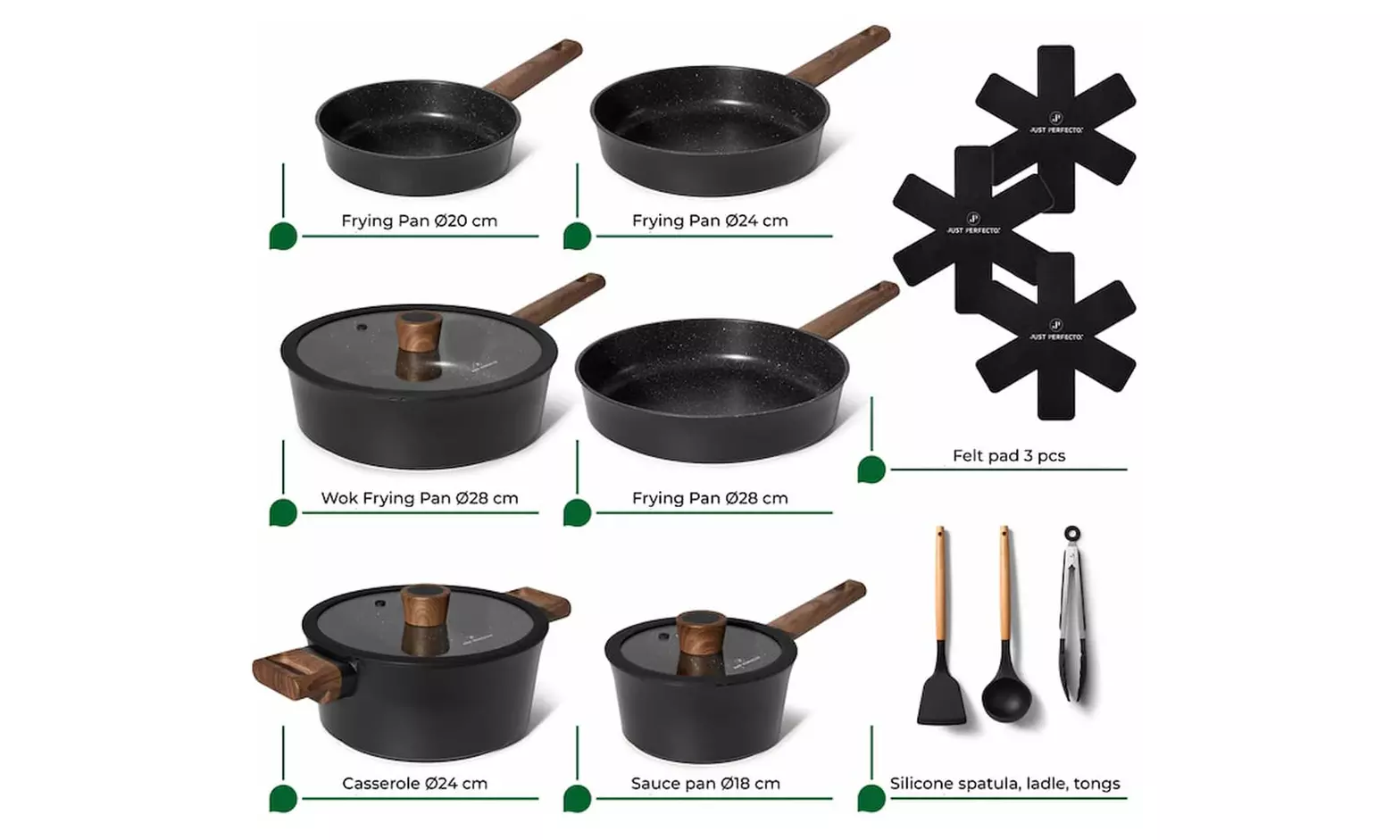 15-teiliges Kochgeschirrset mit Antihaftbeschichtung