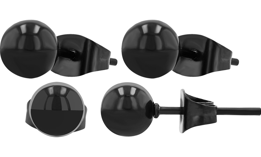 Image 28: Pendientes elegantes de acero inoxidable tipo botón