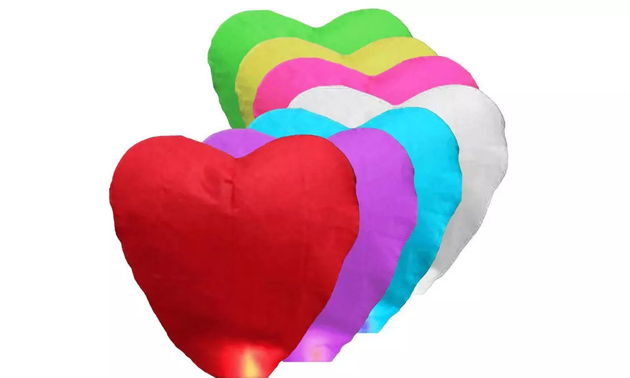 Flying Heart-Shaped Wish Lanterns (20-Pack) - Primary Image