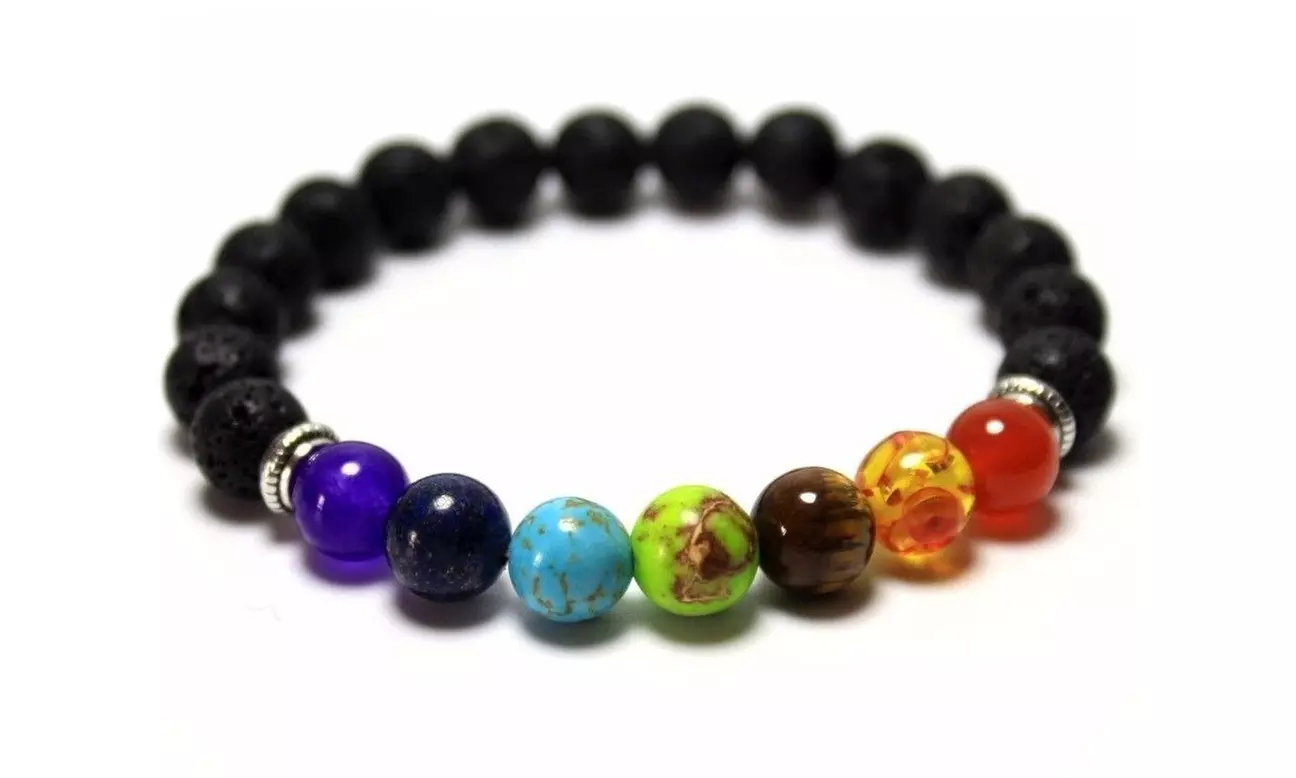 7 Genuine Chakra Healing Natural Stone Adjustable Bead Bracelet