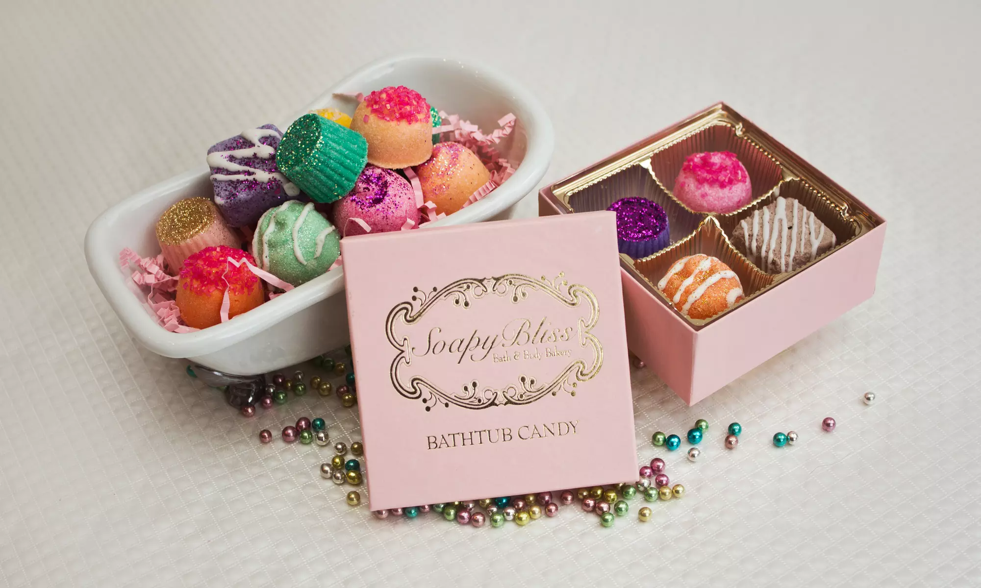 Soapy Bliss Box of Bathtub Candy in Chocolate or Sunshine Varieties - Primary Image