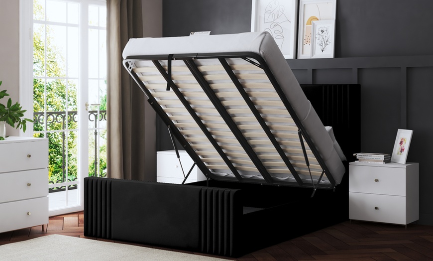 Image 12: DS Living Elara Winged Panel Bed With Ottoman Gas Lift