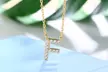 18K Gold Plated cz Initial Necklace - Second Medium