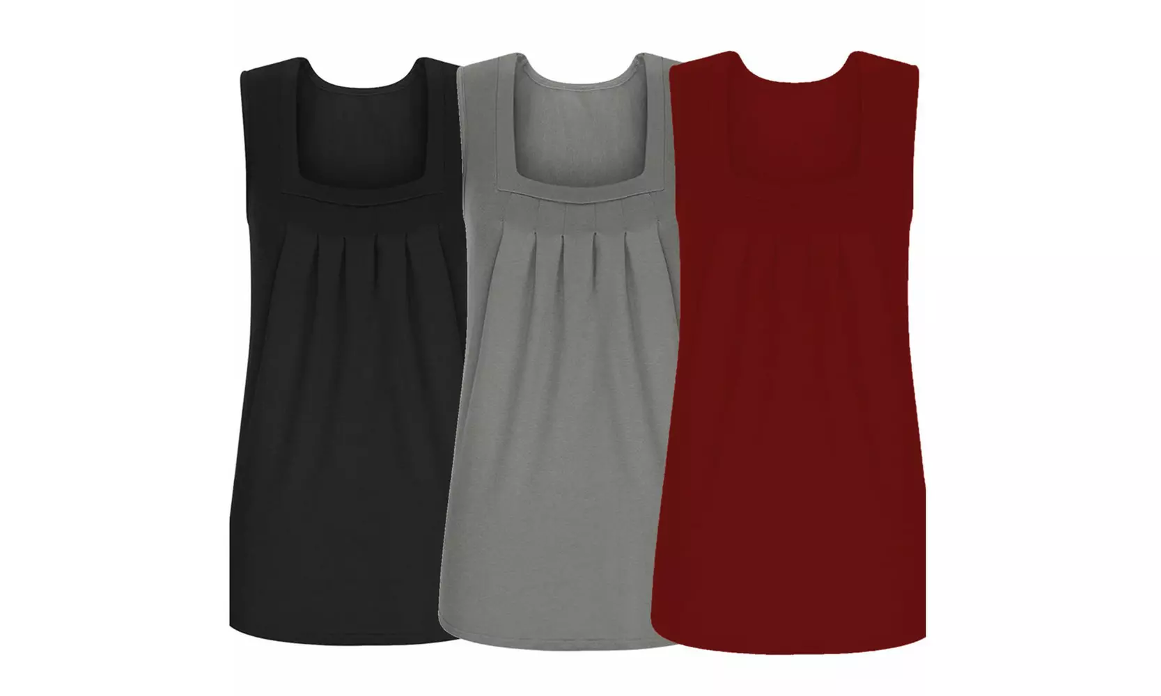3 Pack Women's Essential Square Neck Tank Tops S-3X