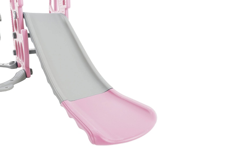 Image 4: 4-in-1 Toddler Playset with Slide, Swing, Climber and Basketball Hoop