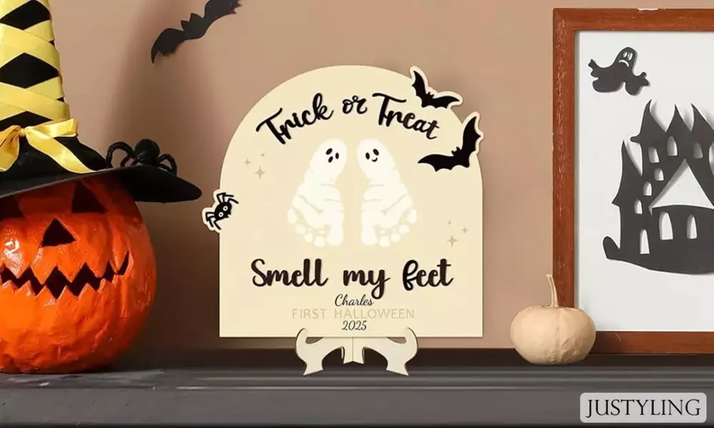 Gepersonaliseerde houten Halloween familie decoratie met namen
